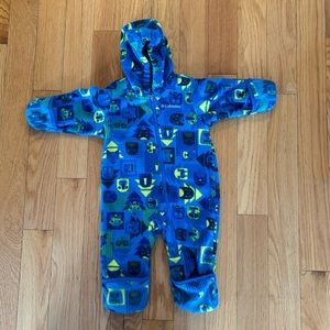Columbia bunting suit/ baby fleece suit- 6-12 months- blue/ green